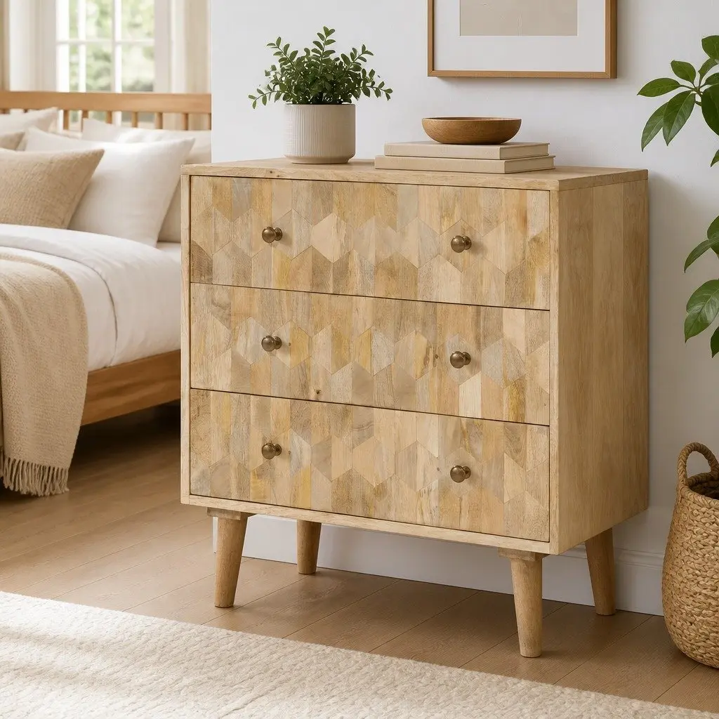 Drawer Cabinet with Solid Mango Wood Construction