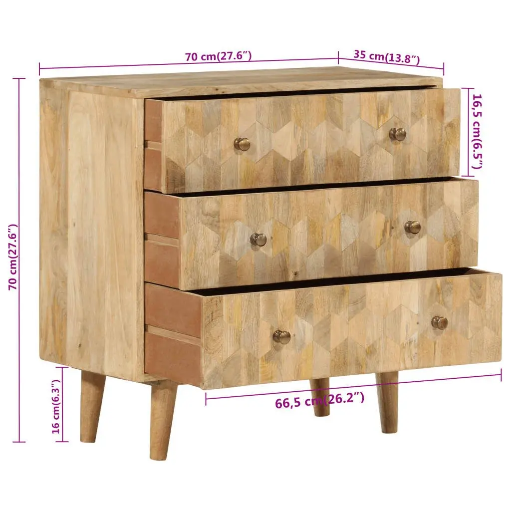 Drawer Cabinet with Solid Mango Wood Construction