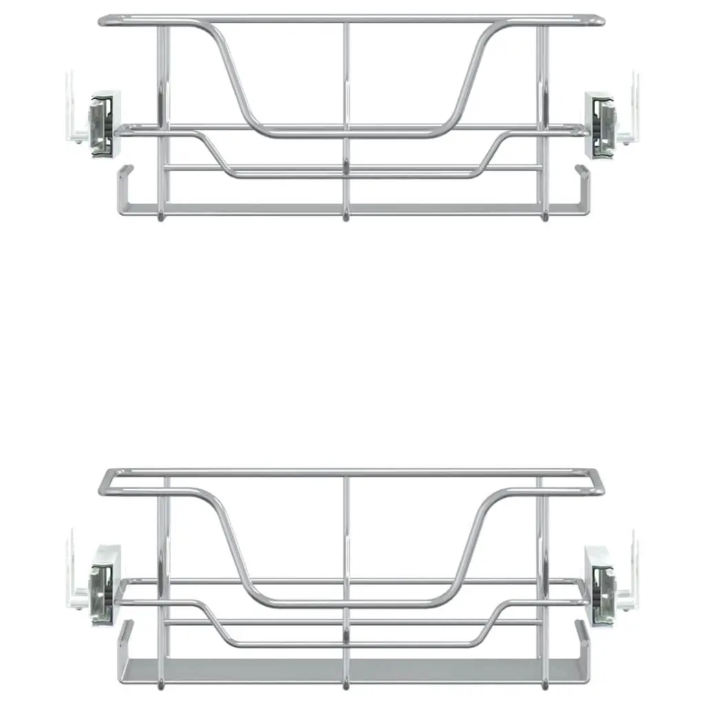Pull-Out Wire Kitchen Storage Baskets 2 pcs Silver 45cm Cabinet Organiser