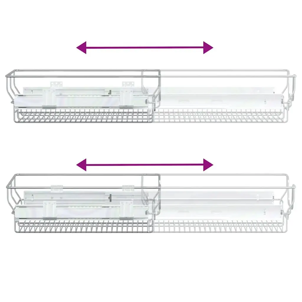 Pull-Out Wire Kitchen Storage Baskets 2 pcs Silver 45cm Cabinet Organiser