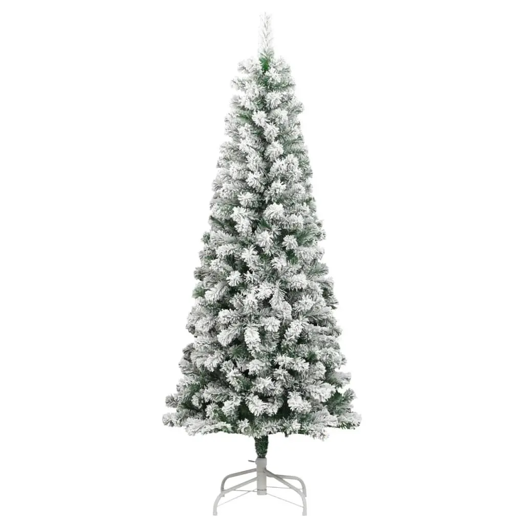 Artificial Christmas Tree 210cm Hinged White Flocked for Holiday Seasonal Decor