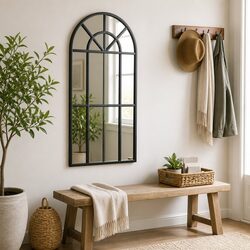 Wall Mirror Black Arch Iron Frame 30x60 cm Home Decor Bedroom Hallway Living