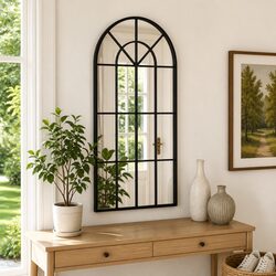Arch Wall Mirror Black 40x80 cm with Iron Frame