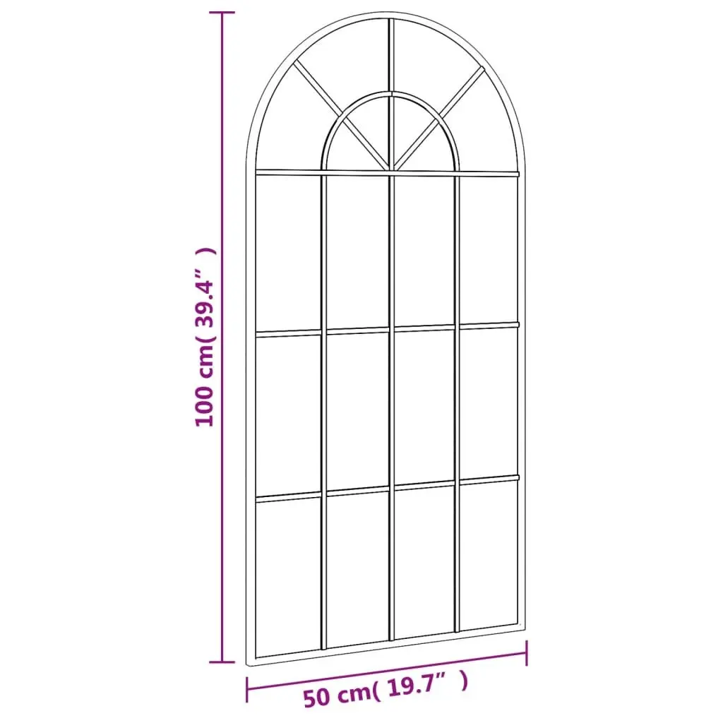 Black Arch Wall Mirror 50x100 cm Iron Frame