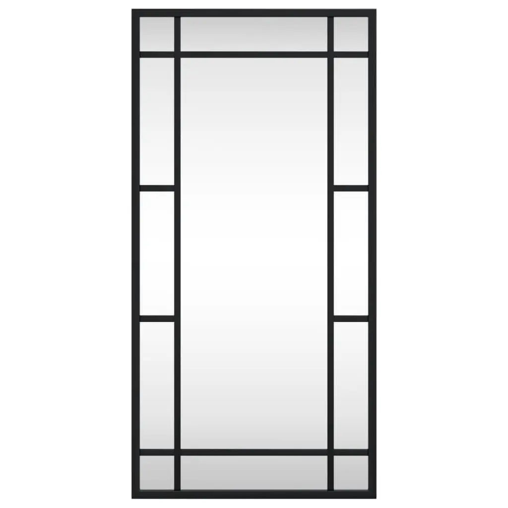 Wall Mirror Black Rectangle 30x60 cm Iron Frame Vertical Horizontal Mount Home