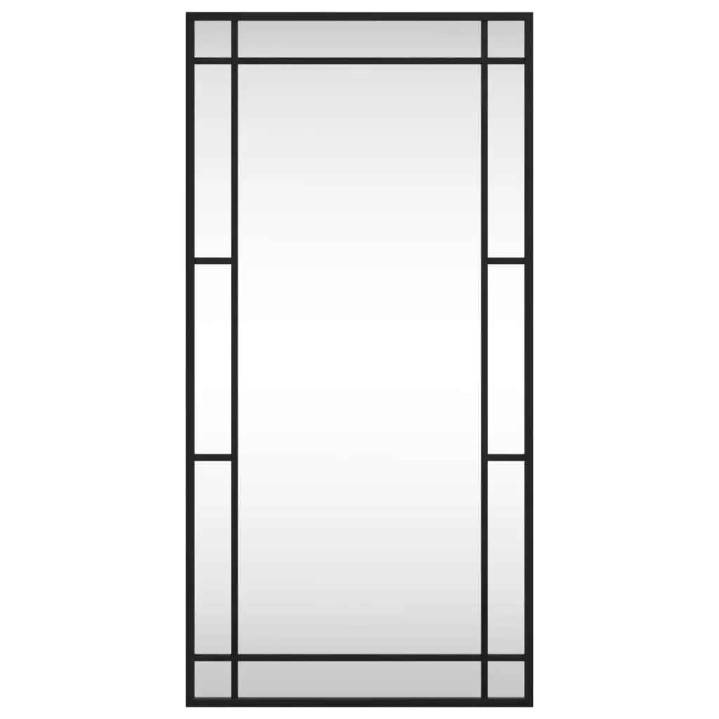 Rectangle Wall Mirror Iron Frame 40x80cm Black Vertical Horizontal Mounting