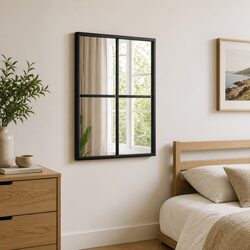 30x40 cm Black Rectangle Wall Mirror with Glass Face
