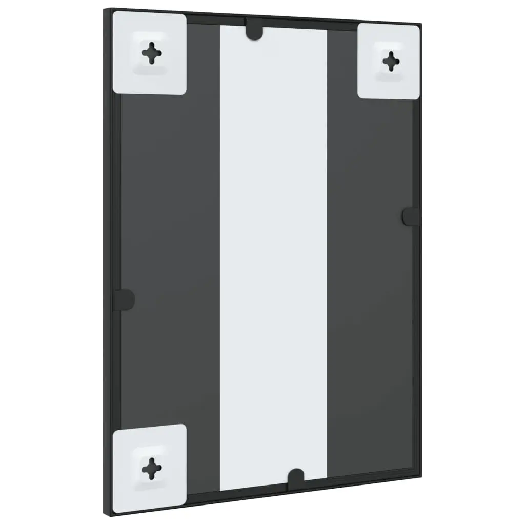 30x40 cm Black Rectangle Wall Mirror with Glass Face