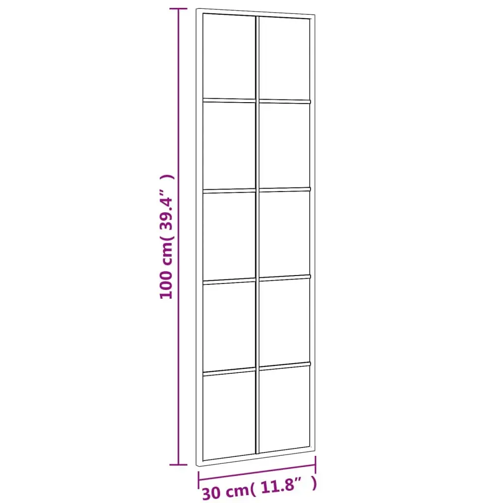 Wall Mirror Home Decor 30x100 cm Vertical Horizontal Mount Black