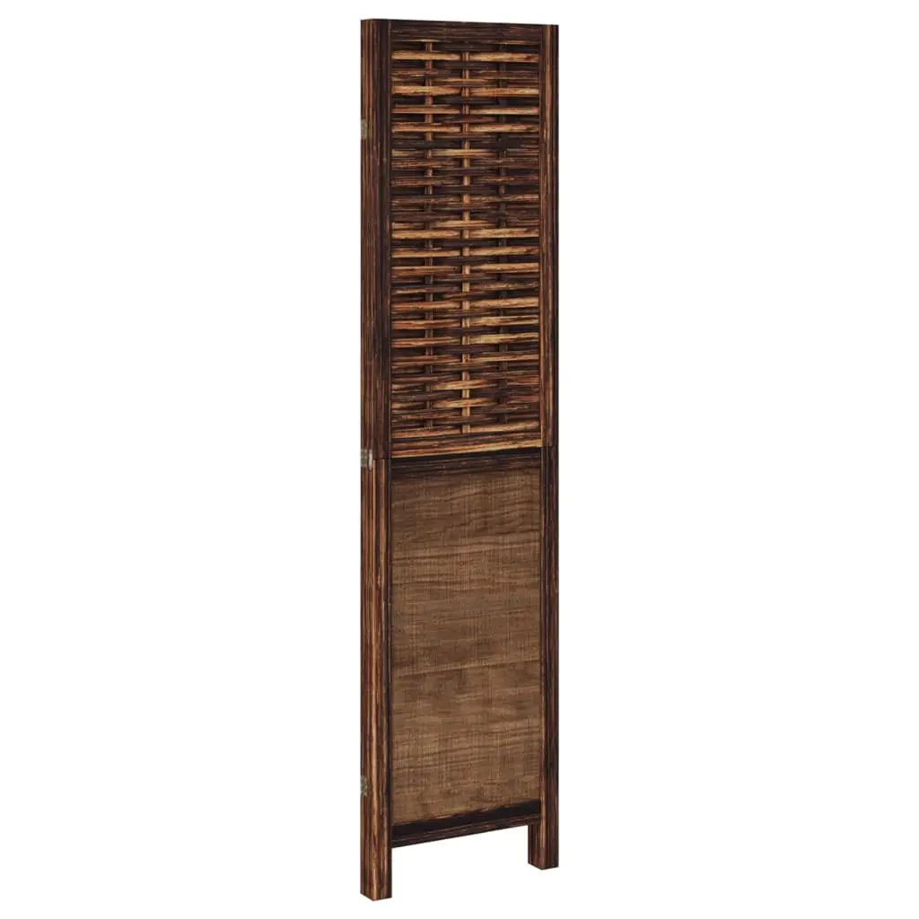 Room Divider Indoor 3 Panels Brown Folding Privacy Screen Wood Frame