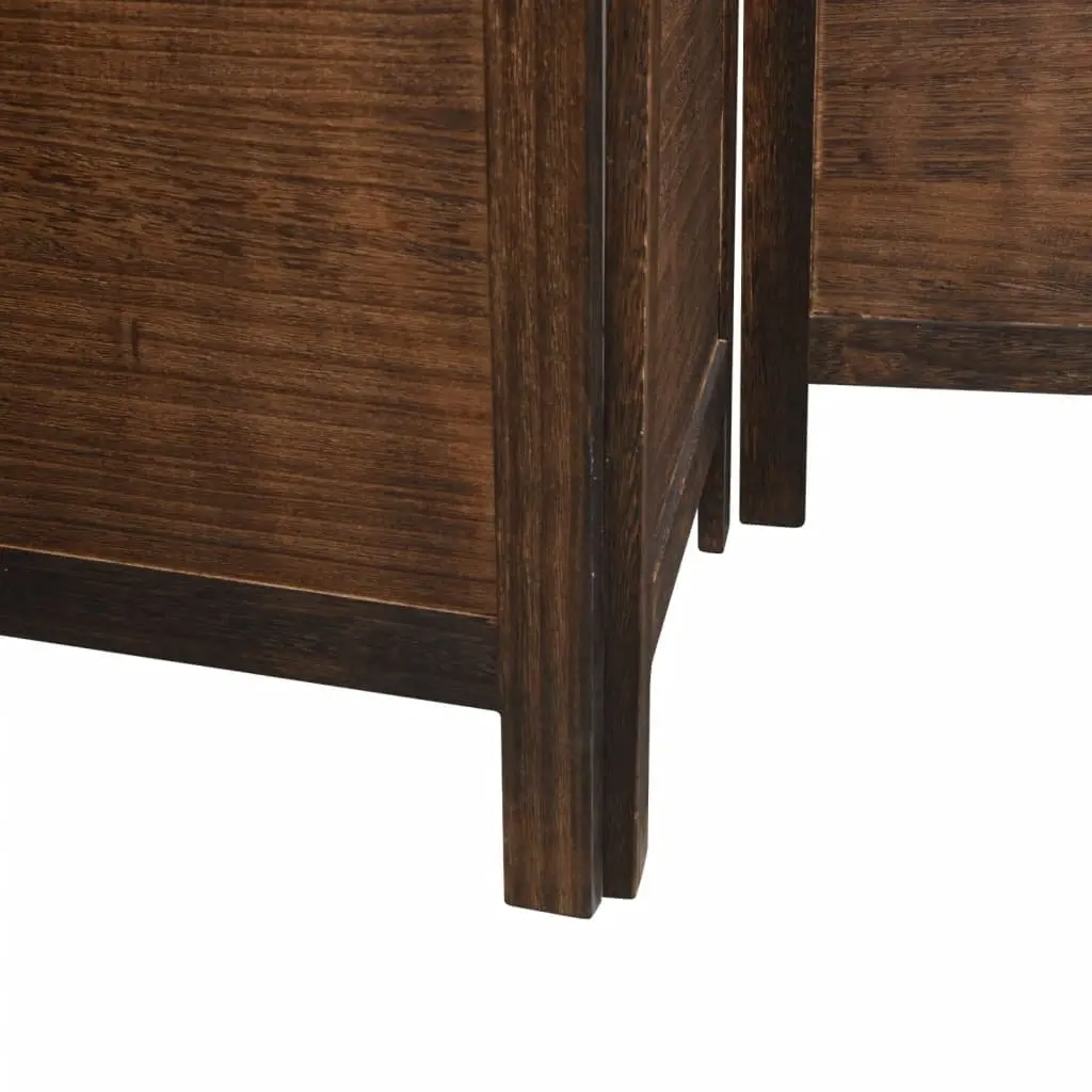 Room Divider Indoor 3 Panels Brown Folding Privacy Screen Wood Frame