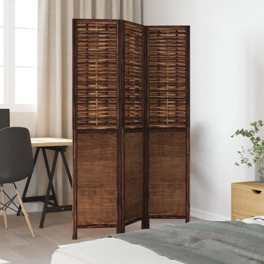 Room Divider 3 Panels Dark Brown Folding Privacy Screen Indoor Partition
