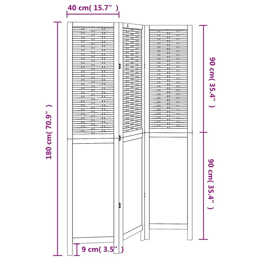 Room Divider 3 Panels Dark Brown Folding Privacy Screen Indoor Partition