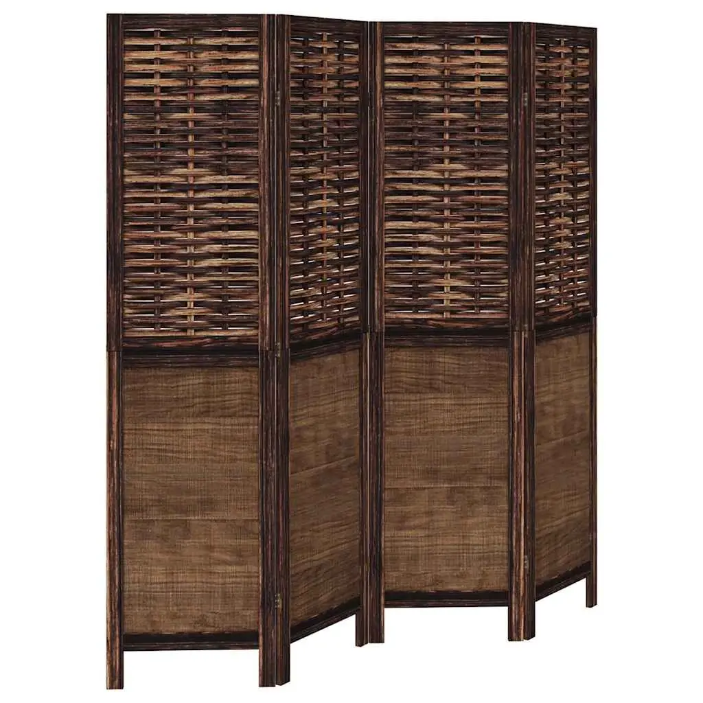 Room Divider Indoor 4 Panels Dark Brown Folding Privacy Screen Partition