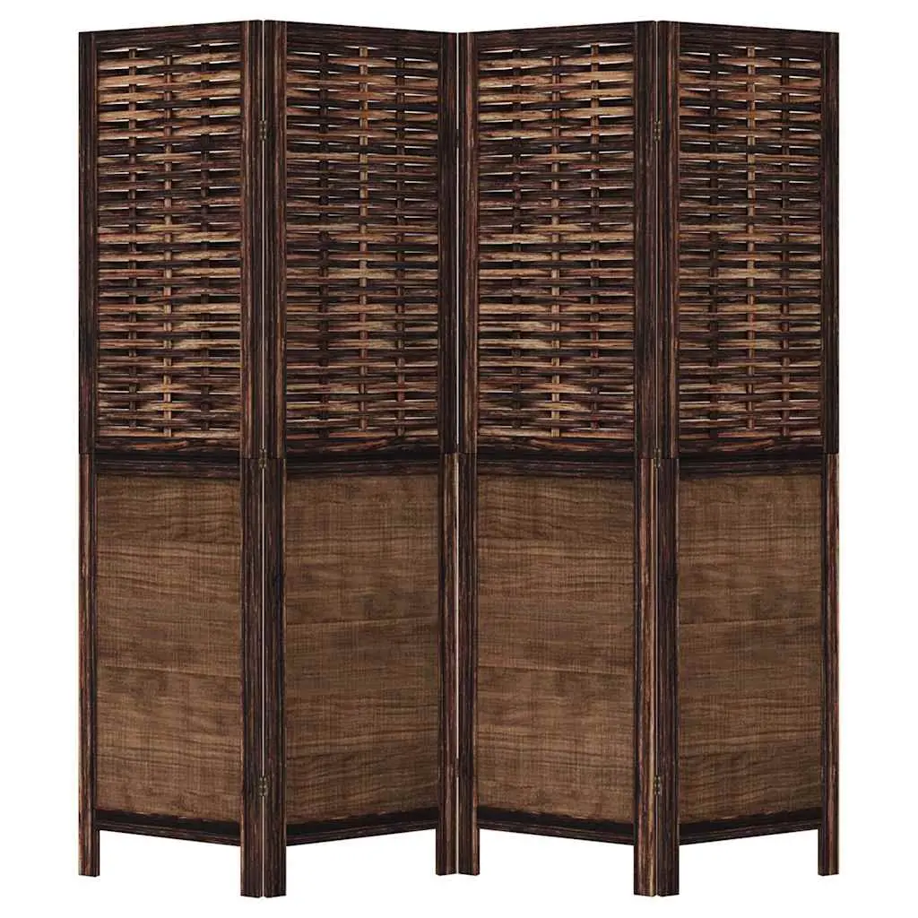 Room Divider Indoor 4 Panels Dark Brown Folding Privacy Screen Partition