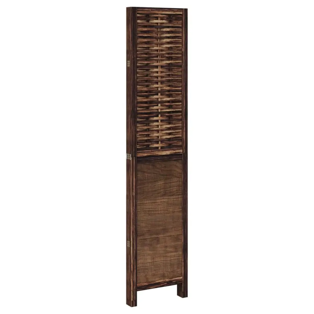 Room Divider 4 Panels Brown Folding Privacy Screen Solid Wood Partition