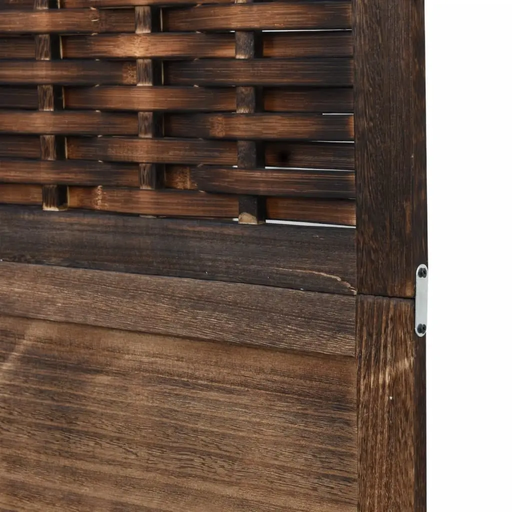 Room Divider 4 Panels Brown Folding Privacy Screen Solid Wood Partition