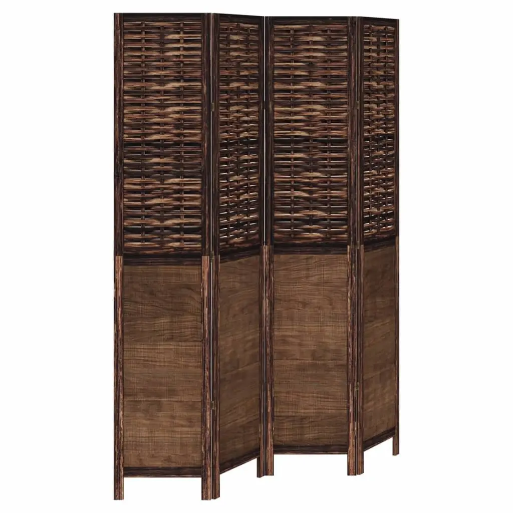 4-Panel Folding Brown Room Divider