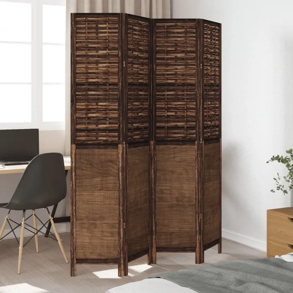 4-Panel Folding Brown Room Divider