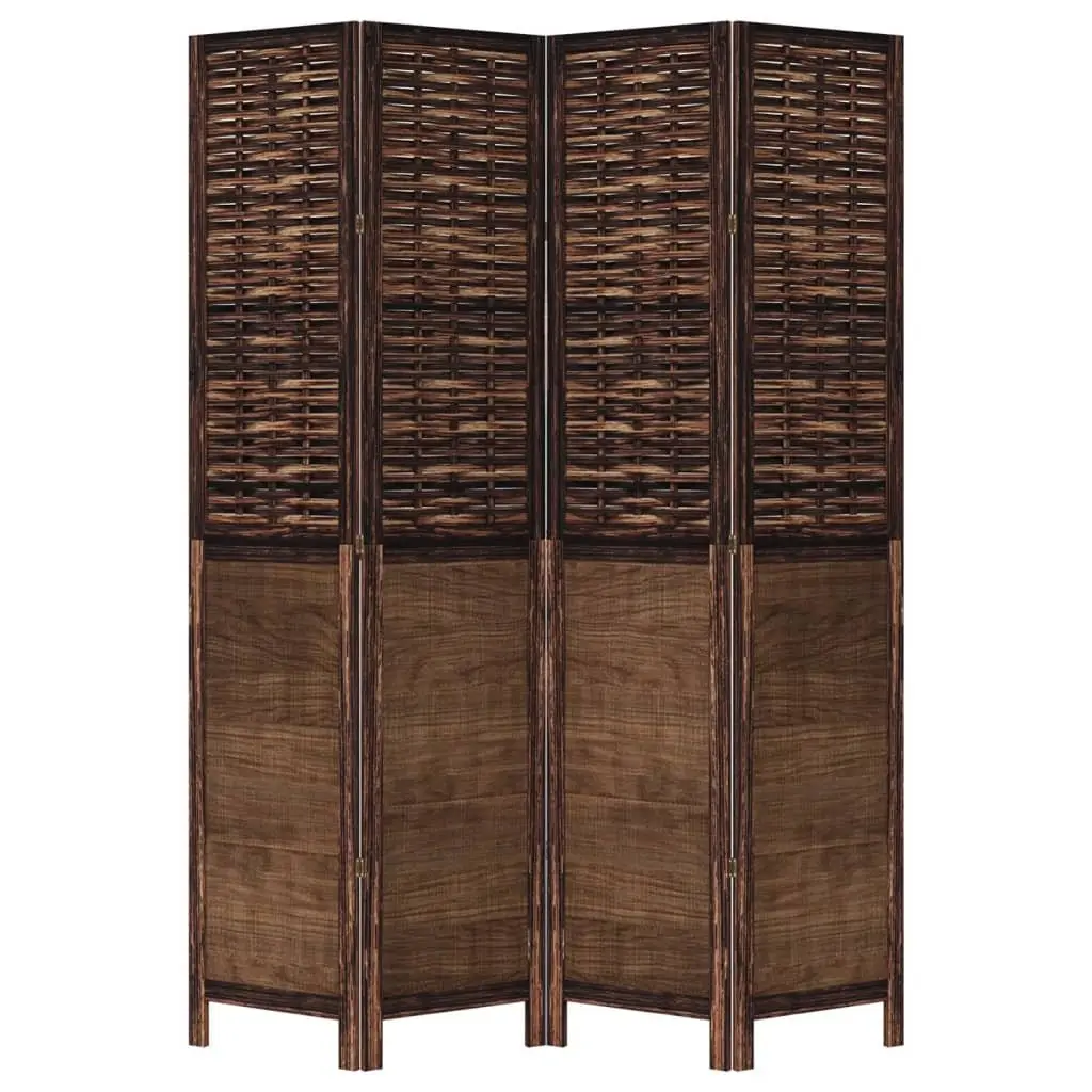 4-Panel Folding Brown Room Divider