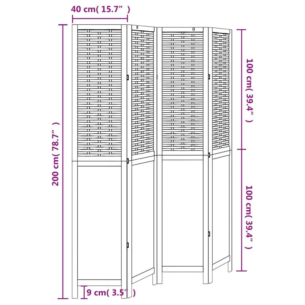 4-Panel Folding Brown Room Divider