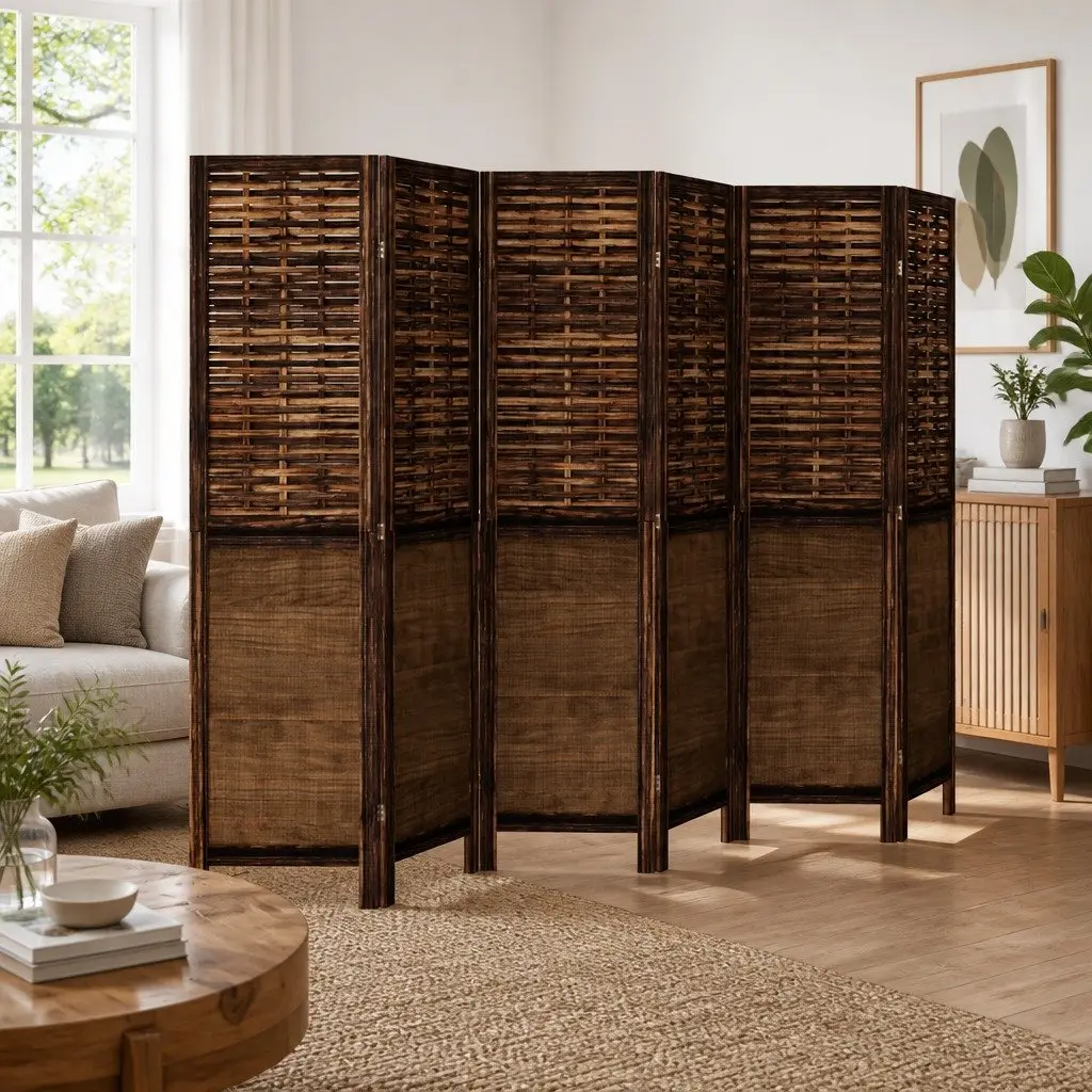 Room Divider Indoor 6 Panel Folding Screen Privacy Partition Brown