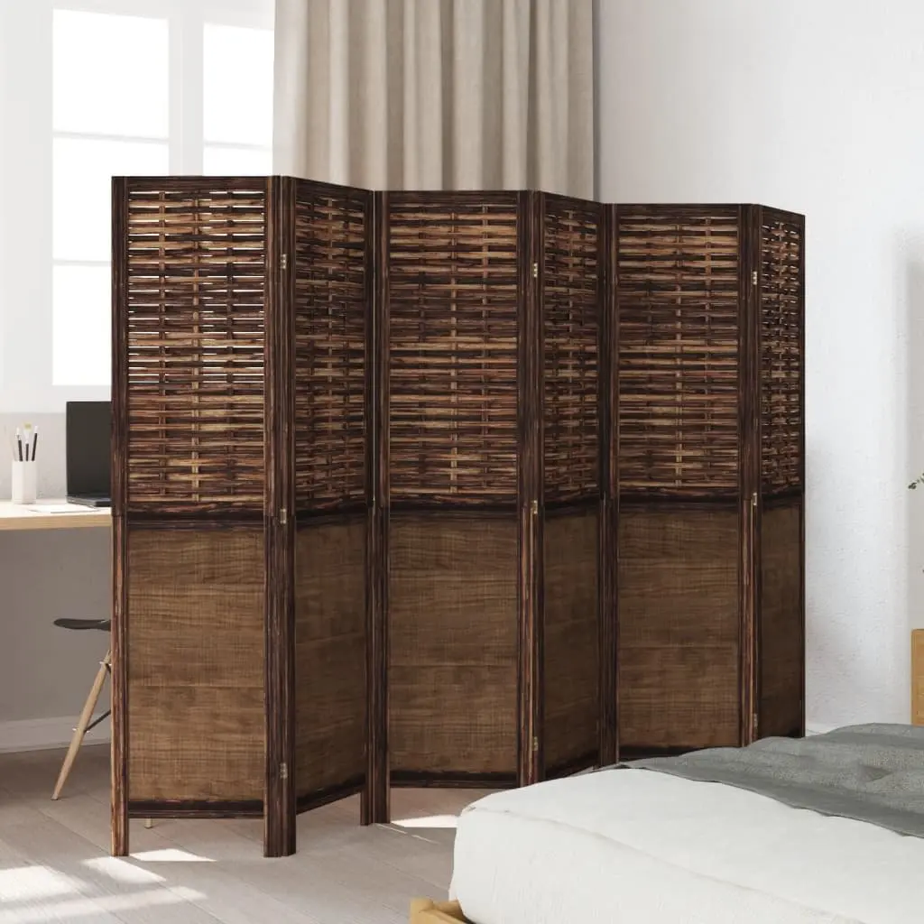 Room Divider Indoor 6 Panel Folding Screen Privacy Partition Brown