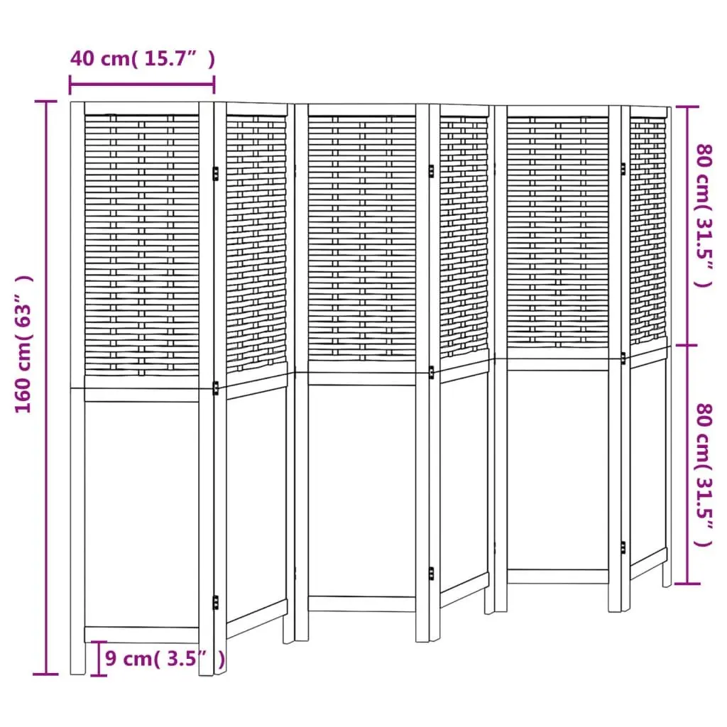 Room Divider Indoor 6 Panel Folding Screen Privacy Partition Brown