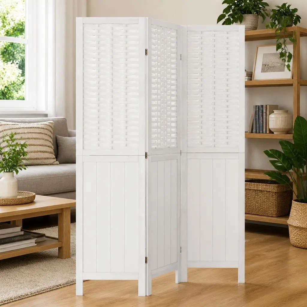 Room Divider Indoor 3 Panels White Folding Privacy Screen