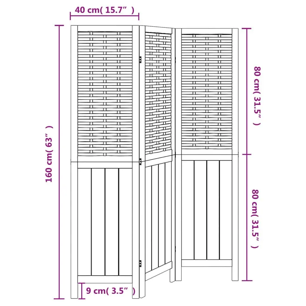 Room Divider Indoor 3 Panels White Folding Privacy Screen