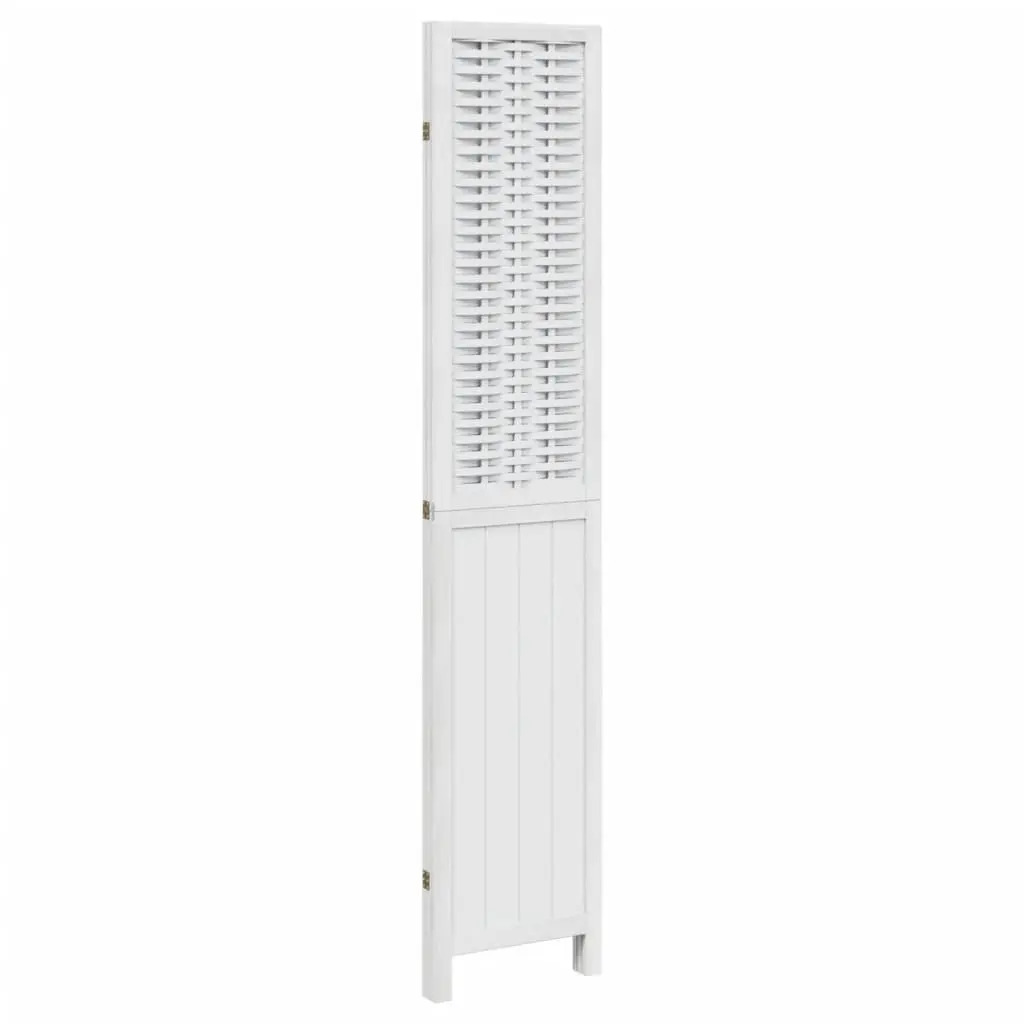 3-Panel White Room Divider with Bamboo Strips