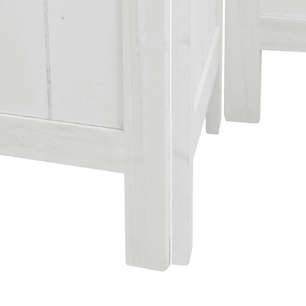 3-Panel White Room Divider with Bamboo Strips