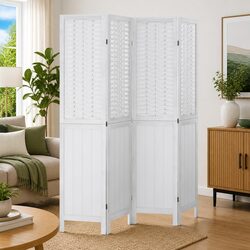 Room Divider 4 Panels White Folding Screen Privacy Partition Indoor Decor