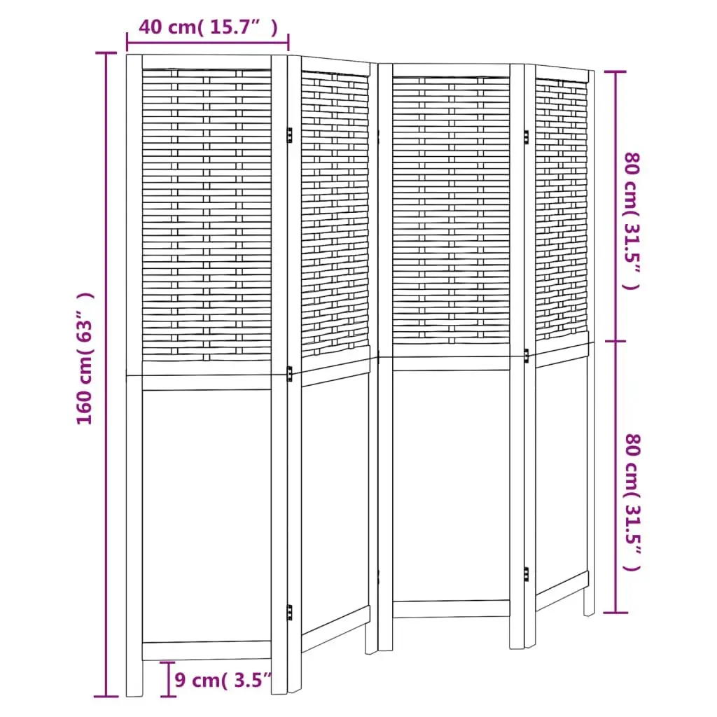 Room Divider Indoor 4 Panels White Folding Screen Privacy Partition