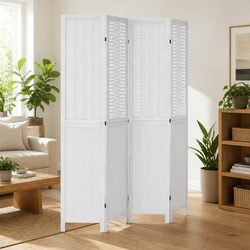 Room Divider 4 Panels White Folding Privacy Screen Partition Indoor Decorative