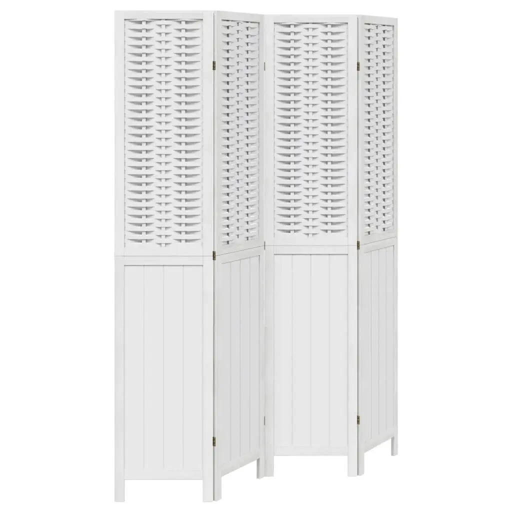4-Panel White Folding Privacy Screen