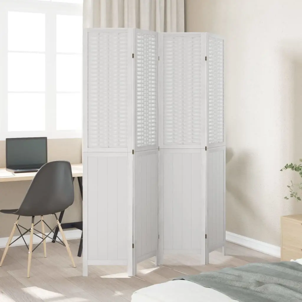 4-Panel White Folding Privacy Screen