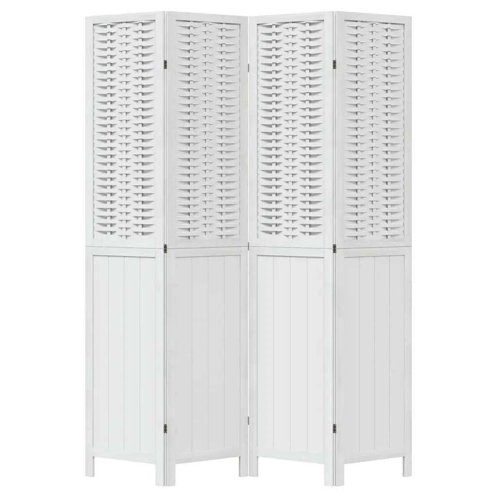 4-Panel White Folding Privacy Screen