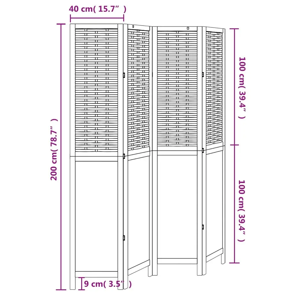 4-Panel White Folding Privacy Screen