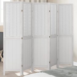 Room Divider 5 Panels White Folding Privacy Screen Indoor Partition Decorative