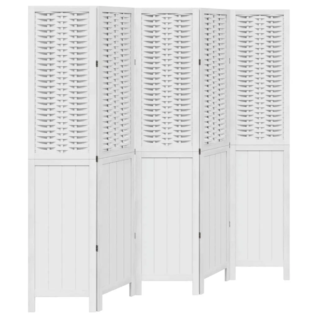 Room Divider 5 Panels White Folding Privacy Screen Partition Indoor Decorative