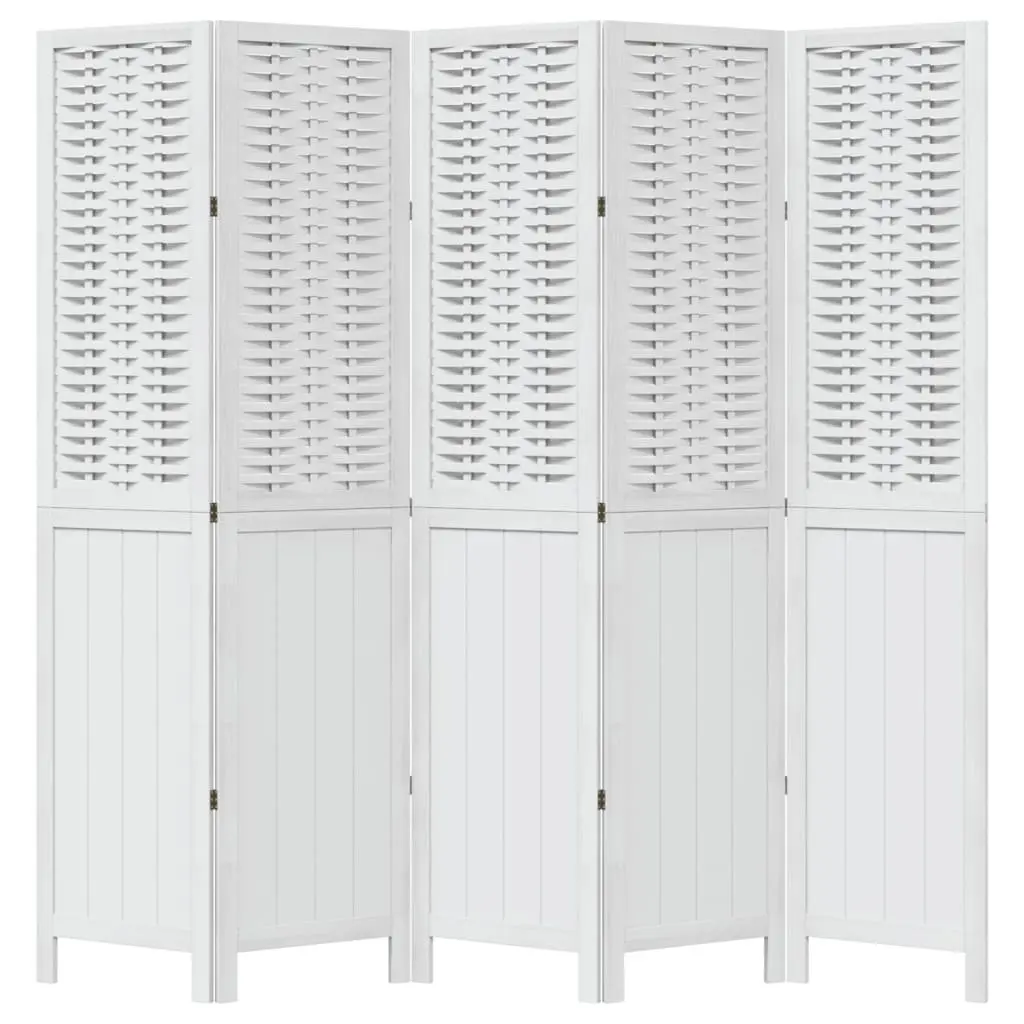 Room Divider 5 Panels White Folding Privacy Screen Partition Indoor Decorative