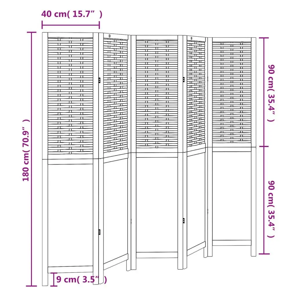 Room Divider 5 Panels White Folding Privacy Screen Partition Indoor Decorative
