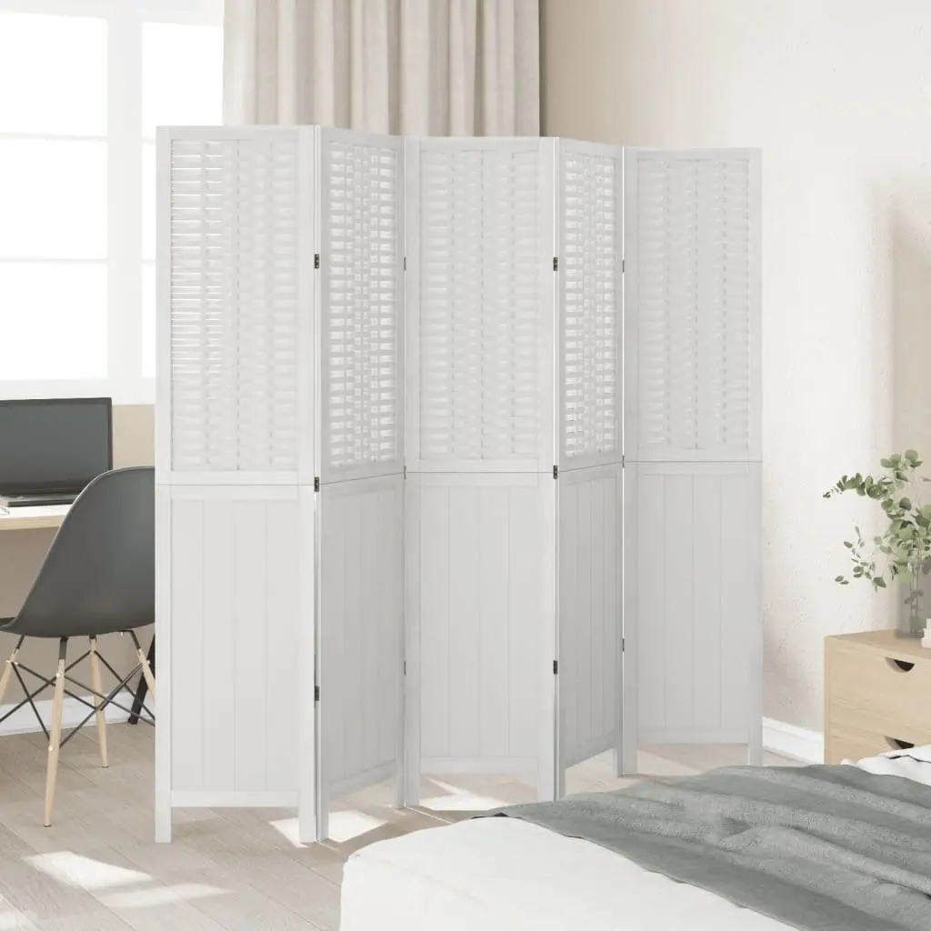 Room Divider Indoor 5 Panels White Folding Privacy Screen Partition
