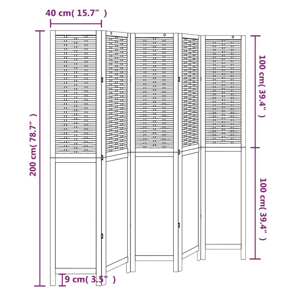 Room Divider Indoor 5 Panels White Folding Privacy Screen Partition