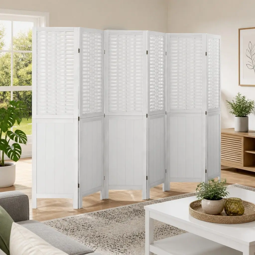 Room Divider Indoor 6 Panels White Folding Privacy Screen