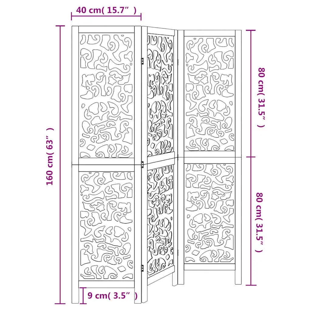 3-Panel Folding White Room Divider