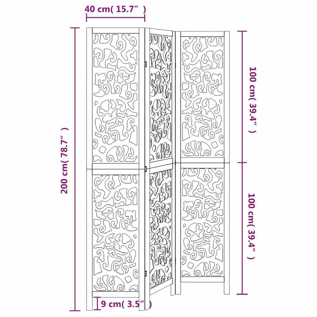 Room Divider 3 Panels White Folding Privacy Screen Partition Indoor Decor