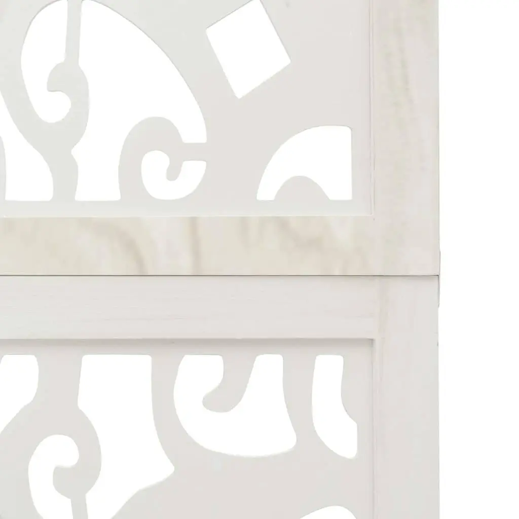 Room Divider 4 Panel White Folding Paulownia Wood Screen Privacy Partition