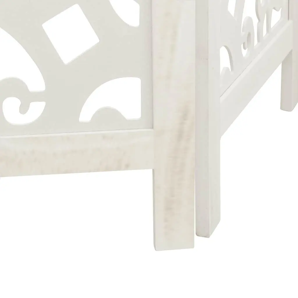 Room Divider 4 Panel White Folding Paulownia Wood Screen Privacy Partition